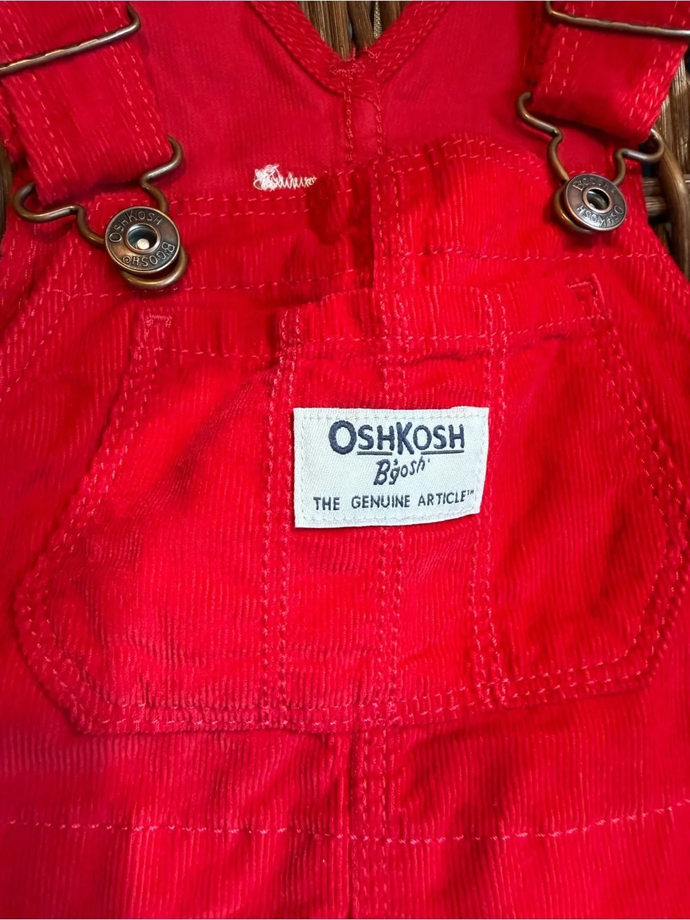 NWT OshKosh B'gosh Red Corduroy Overall Jumper Dress 24M
